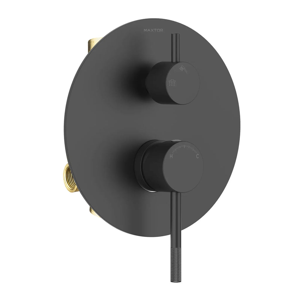 Circular Wall Concealed Shower Valve with 2 Outlets MT602104 Matte Black