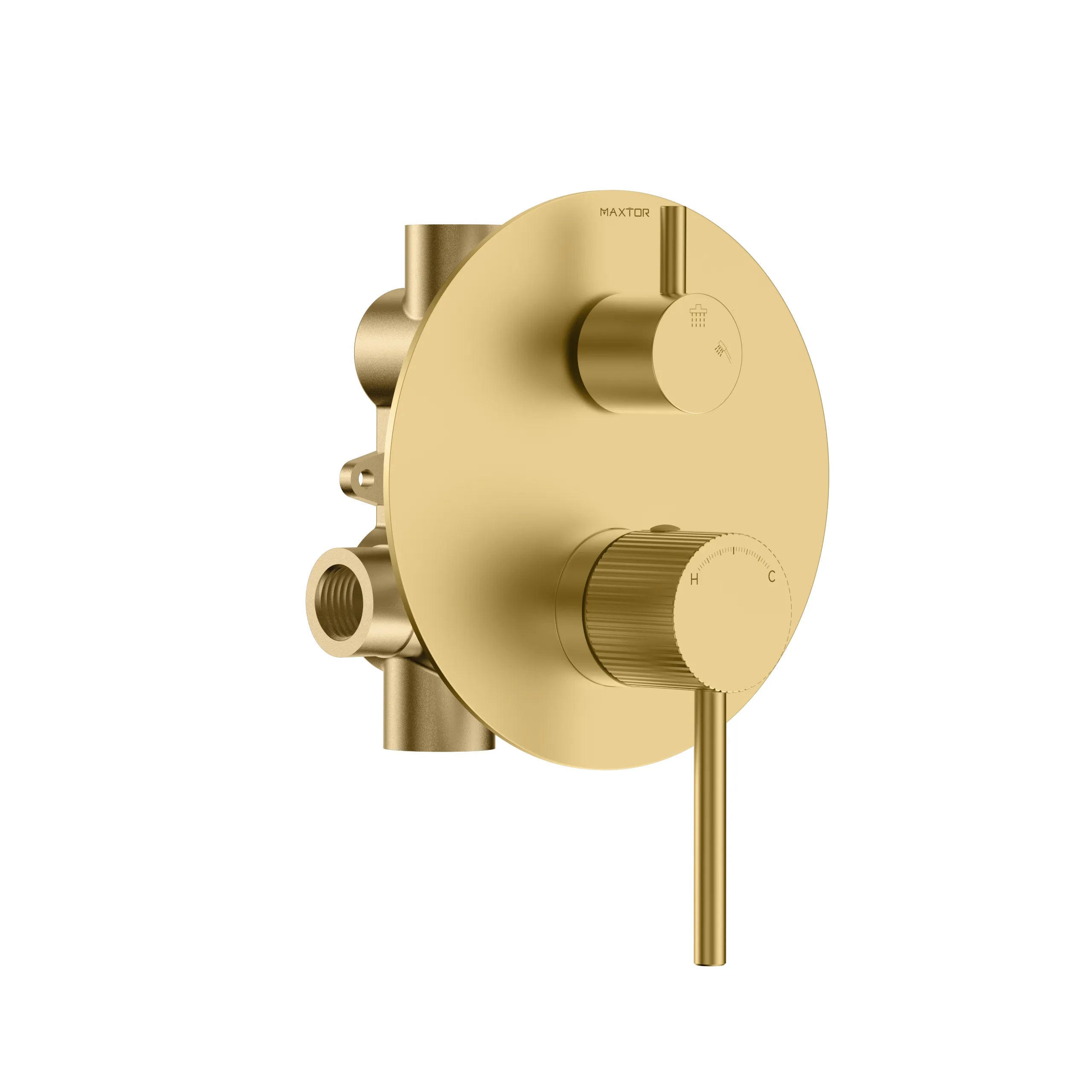 2 Way Wall Concealed Pressure Balance Shower Valve with Trim Plate-MT602127 Brushed Gold