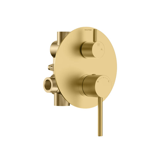 2 Way Wall Concealed Pressure Balance Shower Valve with Trim Plate-MT602127 Brushed Gold