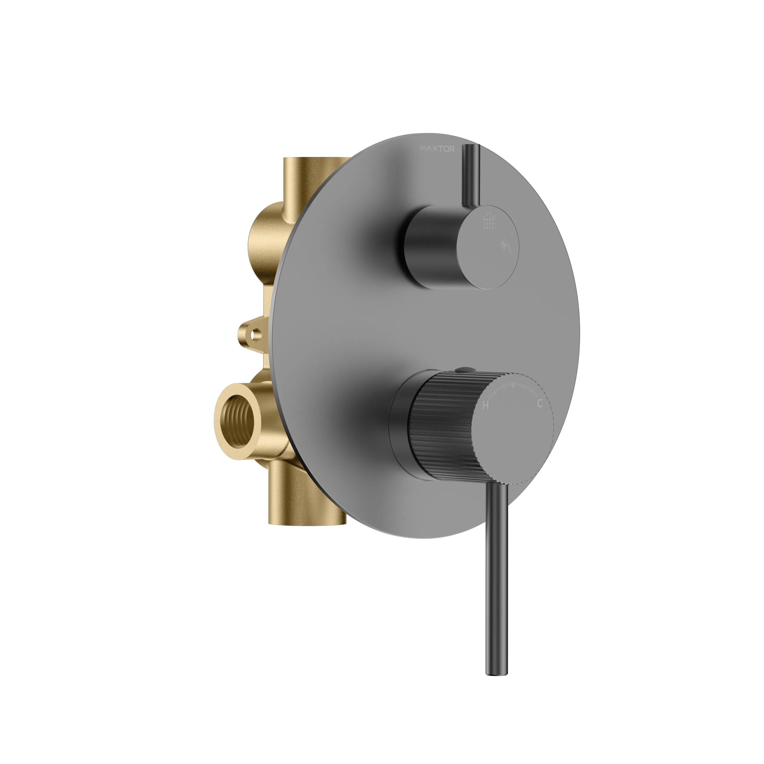 2 Way Wall Concealed Pressure Balance Shower Valve with Trim Plate-MT602127 Brushed Gun Metal