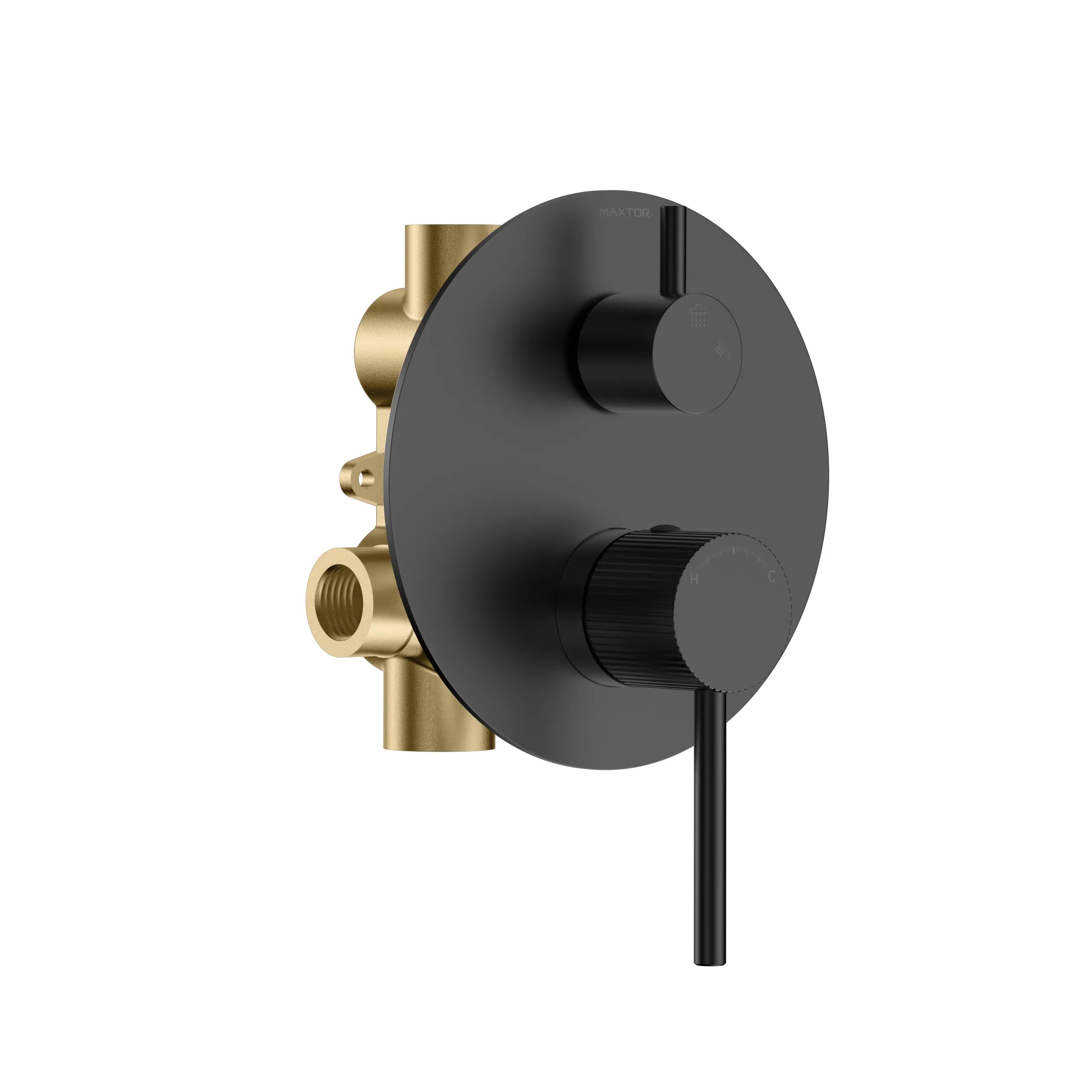 2 Way Wall Concealed Pressure Balance Shower Valve with Trim Plate-MT602127 Matte Black
