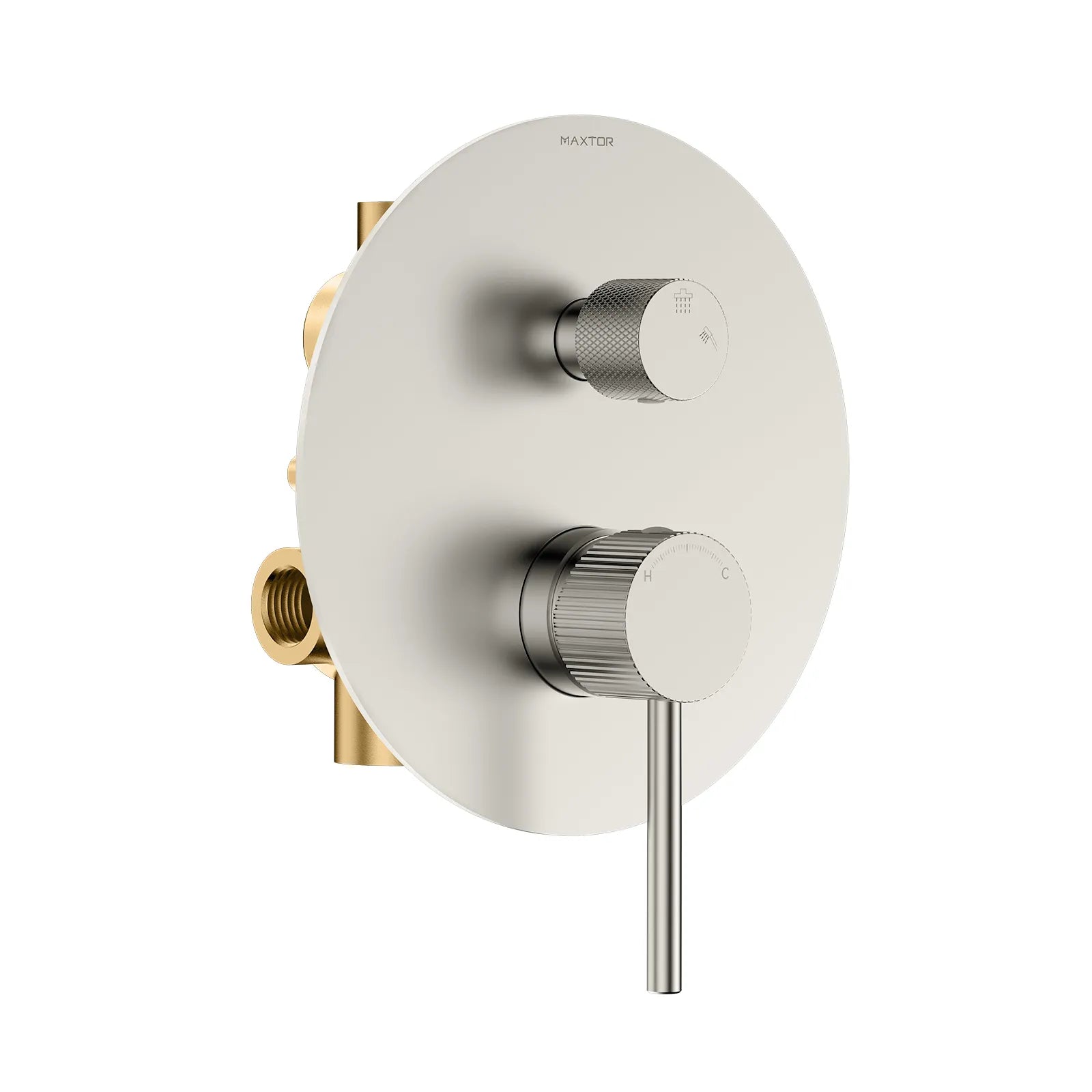 2 Way Wall Concealed Pressure Balance Shower Valve with Diverter & Round Trim Plate – MT602131 Brushed Nickel