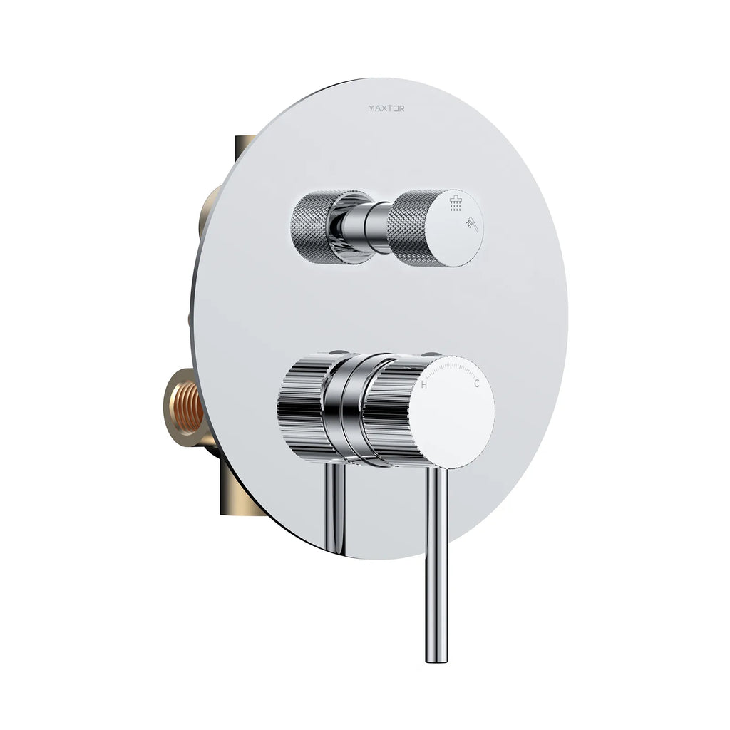 2 Way Wall Concealed Pressure Balance Shower Valve with Diverter & Round Trim Plate – MT602131 Chrome