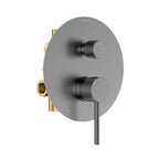 2 Way Wall Concealed Pressure Balance Shower Valve with Diverter & Round Trim Plate – MT602131 Brushed Gun Metal