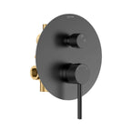 2 Way Wall Concealed Pressure Balance Shower Valve with Diverter & Round Trim Plate – MT602131 Matte Black