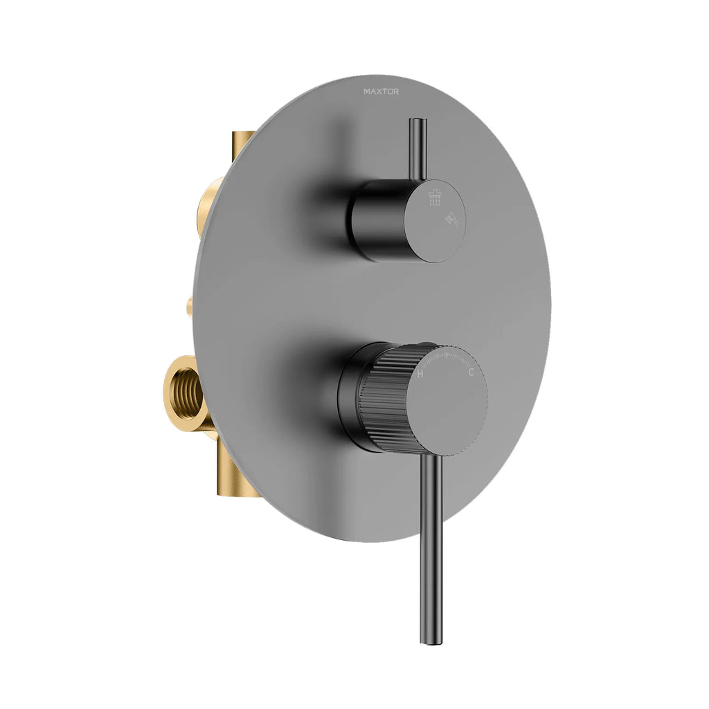 2 Way Wall Concealed Pressure Balance Shower Valve with Diverter and Trim Plate-MT602231 Brushed Gun Metal