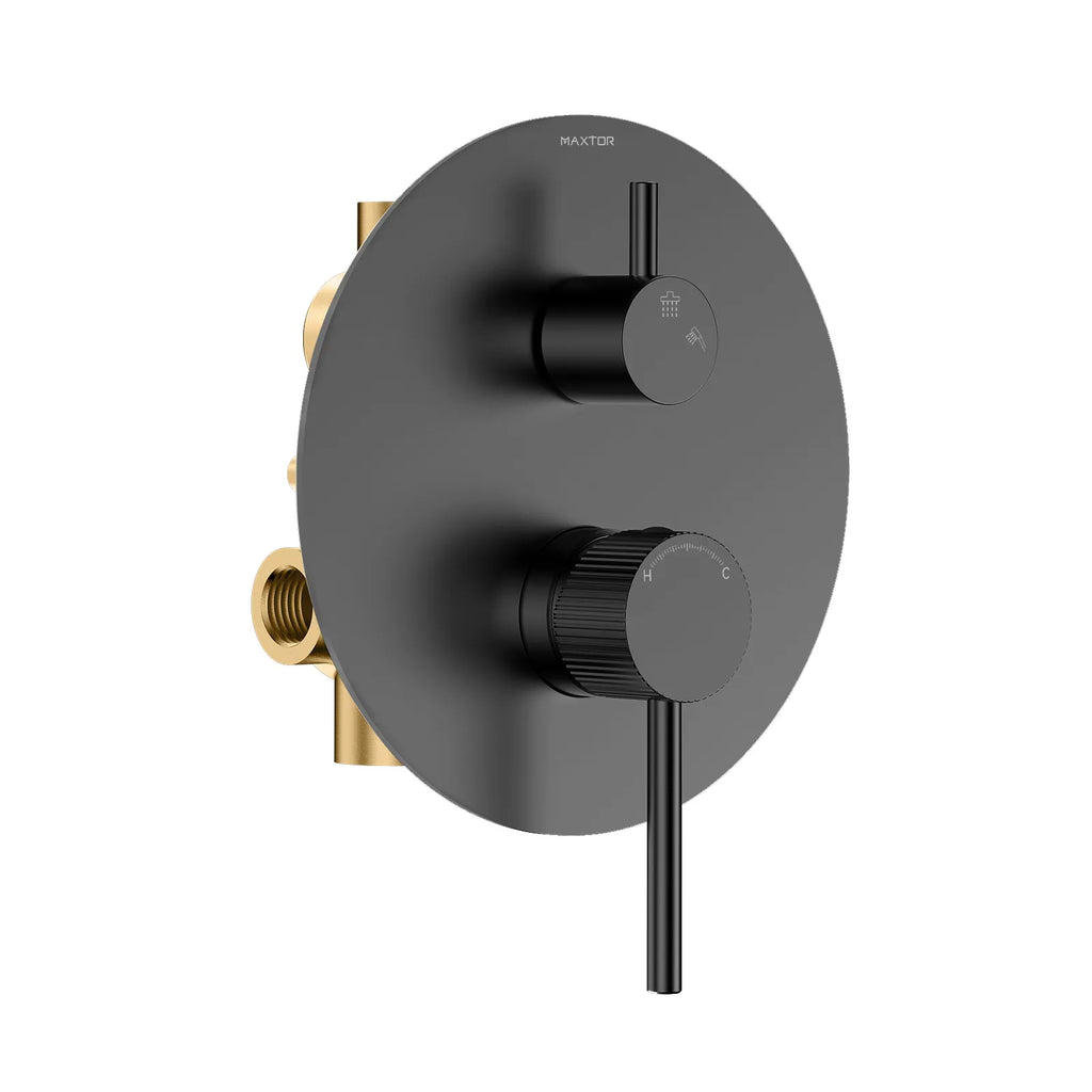 2 Way Wall Concealed Pressure Balance Shower Valve with Diverter and Trim Plate-MT602231 Matte Black