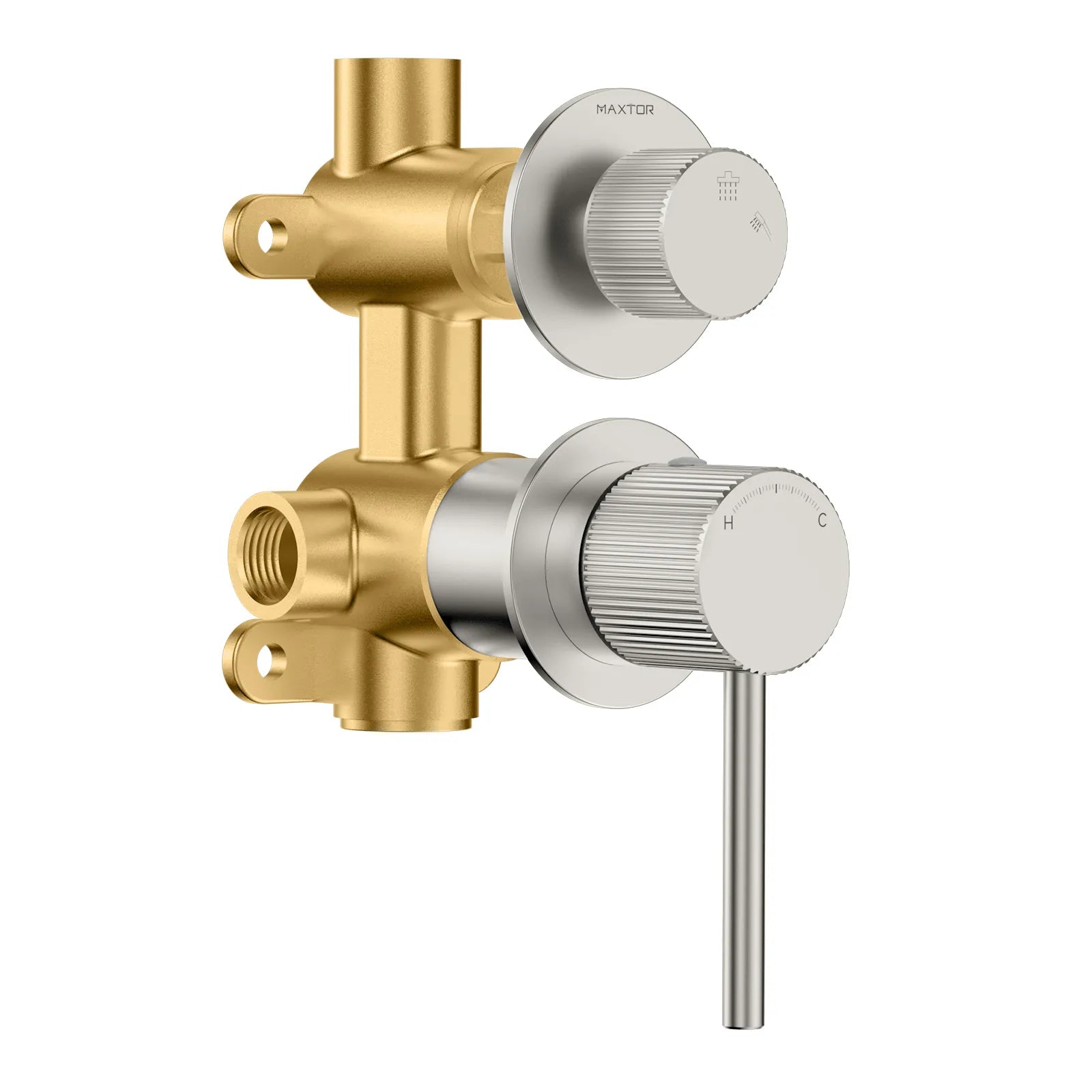 Sure 2 Outlet Brass Shower Valve-Bathroom Concealed Faucet Valve-MT602427 Brushed Nickel
