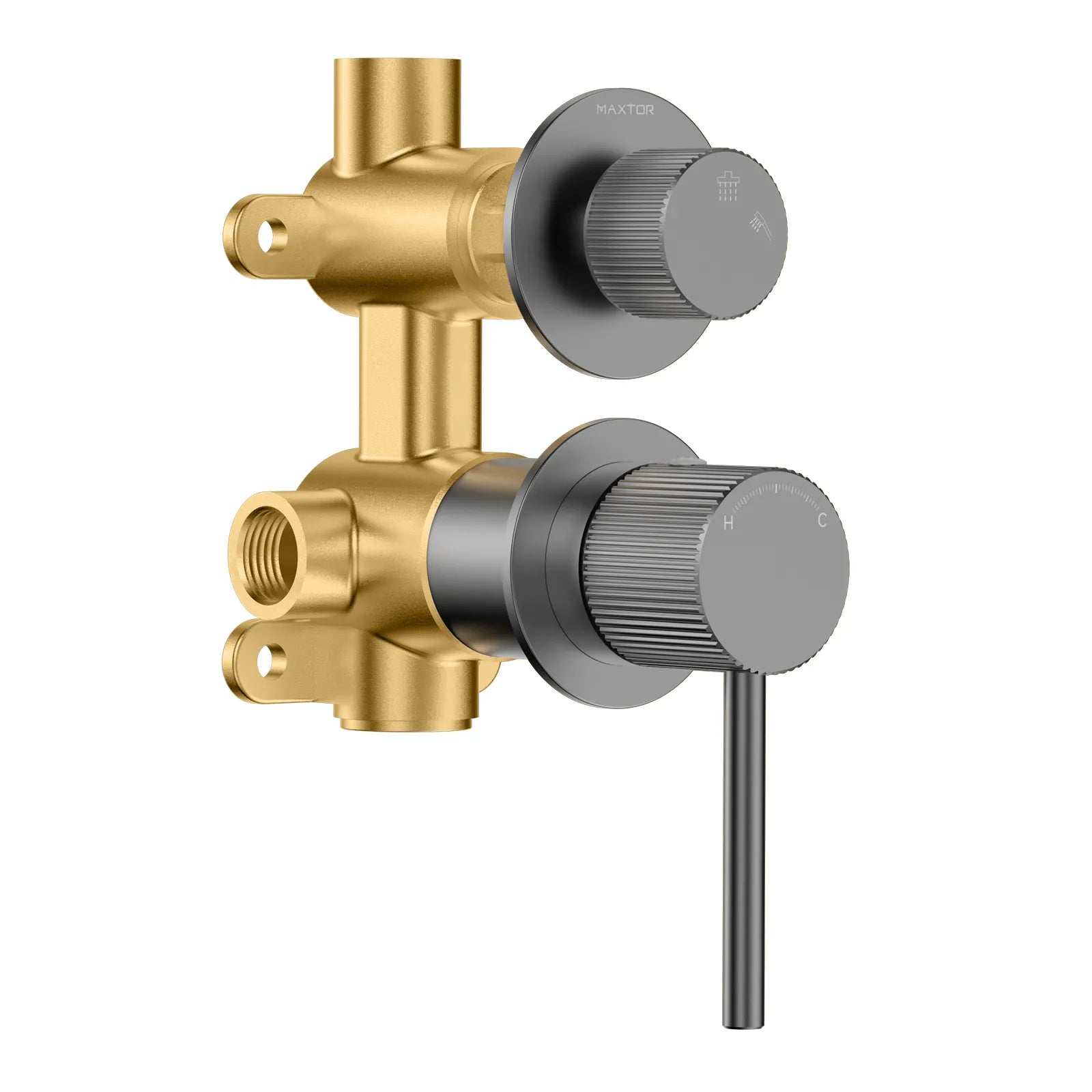 Sure 2 Outlet Brass Shower Valve-Bathroom Concealed Faucet Valve-MT602427 Brushed Gun Metal