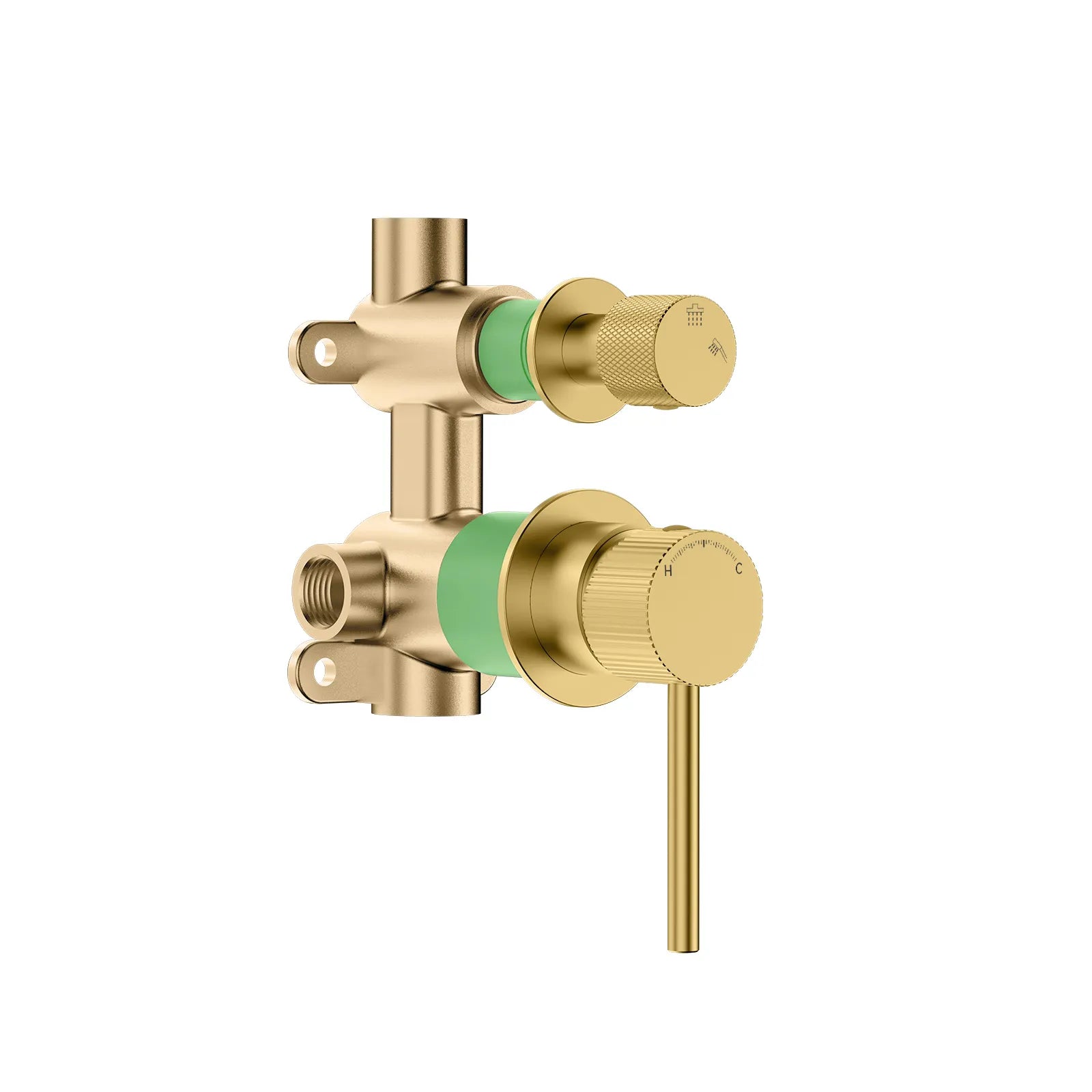 2 Way Wall Concealed Pressure Balance Shower Valve with Diverter & Round Trim Plate – MT602531 Brushed Gold