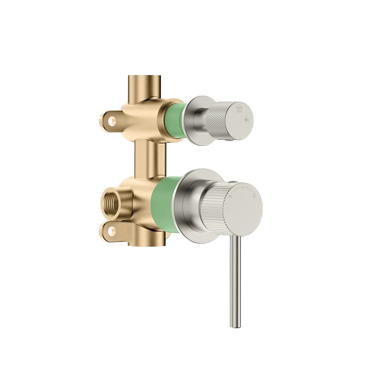 2 Way Wall Concealed Pressure Balance Shower Valve with Diverter & Round Trim Plate – MT602531 Brushed Nickel