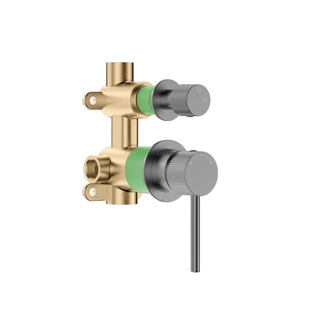 2 Way Wall Concealed Pressure Balance Shower Valve with Diverter & Round Trim Plate – MT602531 Brushed Gun Metal