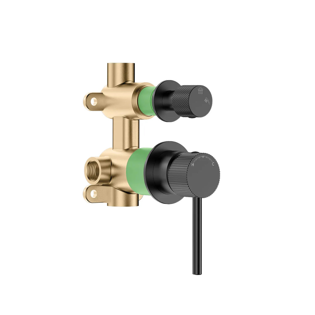 2 Way Wall Concealed Pressure Balance Shower Valve with Diverter & Round Trim Plate – MT602531 Matte Black