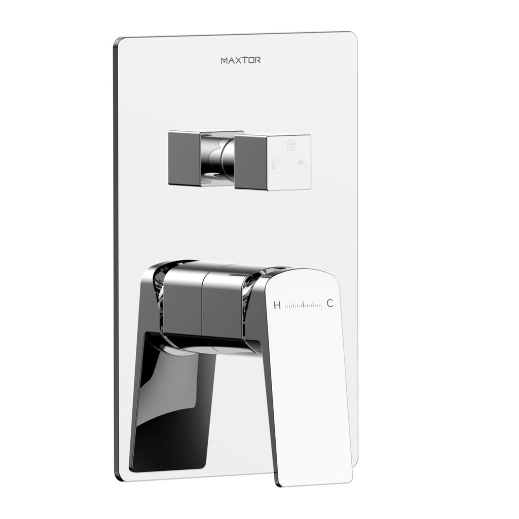 MAXTOR 3-Way Wall Concealed Pressure Balance Shower Valve with Trim Plate & 3 Outlets-MT603065 Chrome