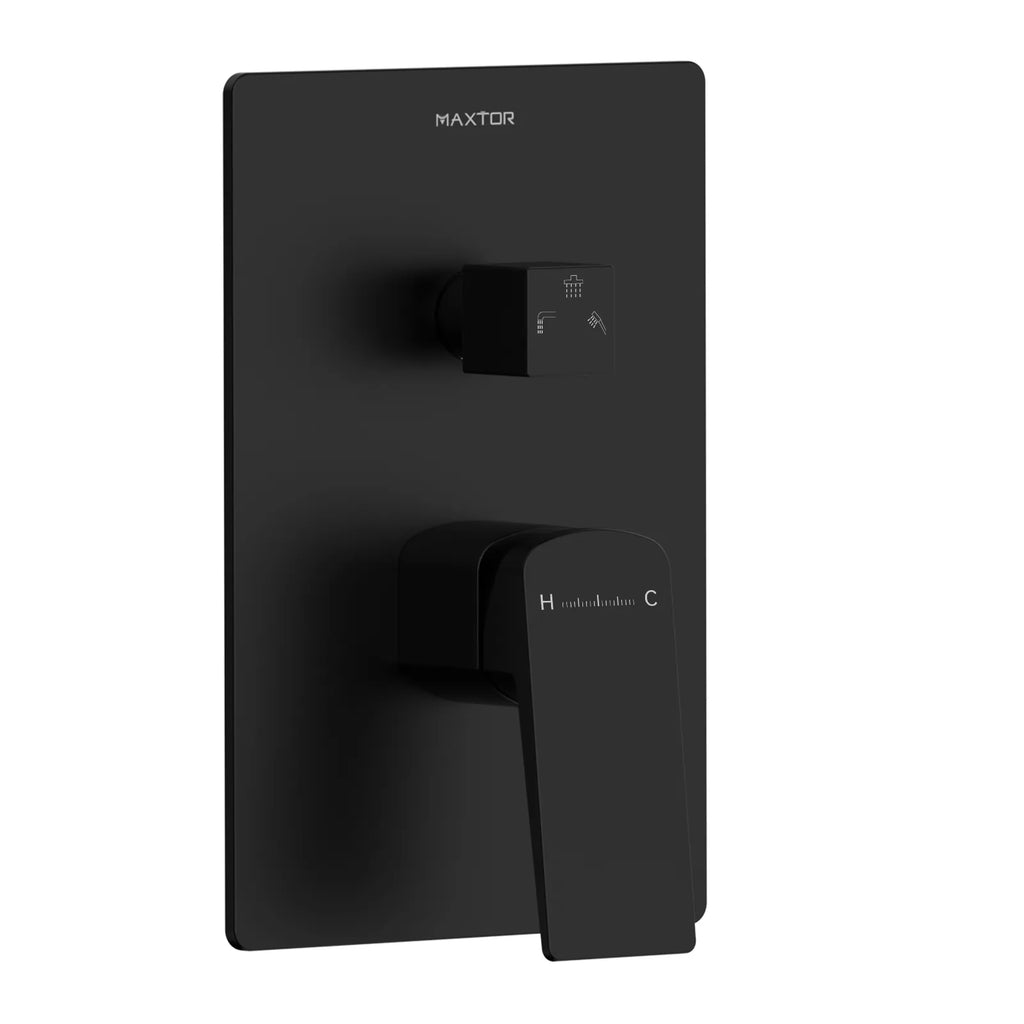 MAXTOR 3-Way Wall Concealed Pressure Balance Shower Valve with Trim Plate & 3 Outlets-MT603065 Matte Black