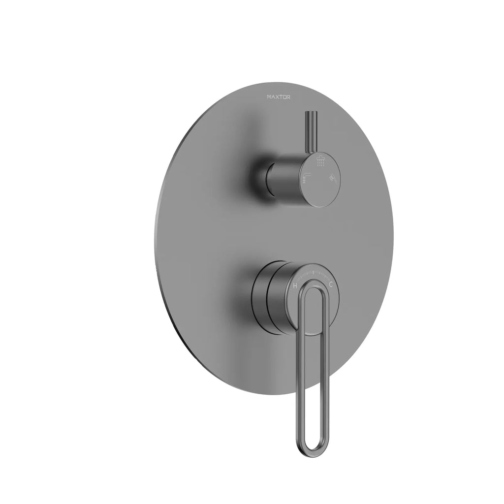 3-Way Pressure Balance Wall Concealed Shower Valve with Round Trim Plate – MT603069 Brushed Gun Metal
