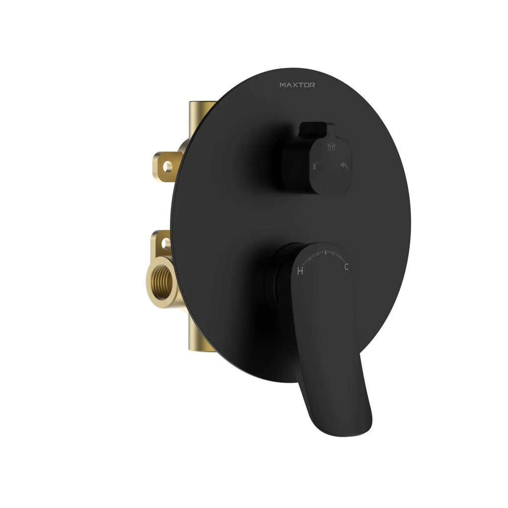 3-Way Pressure Balance Shower Valve with Trim Plate – Triple Outlet Control – MT603076 Matte Black