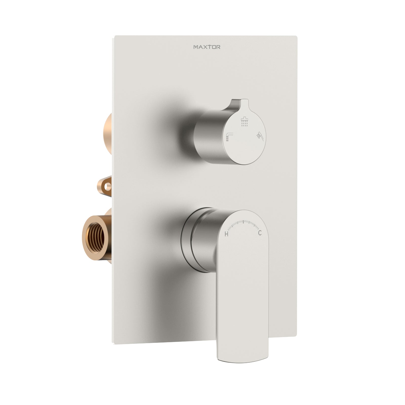 Solid Brass 3-Way Wall Concealed Shower Valve with Diverter and Trim Plate-MT603003 Brushed Nickel
