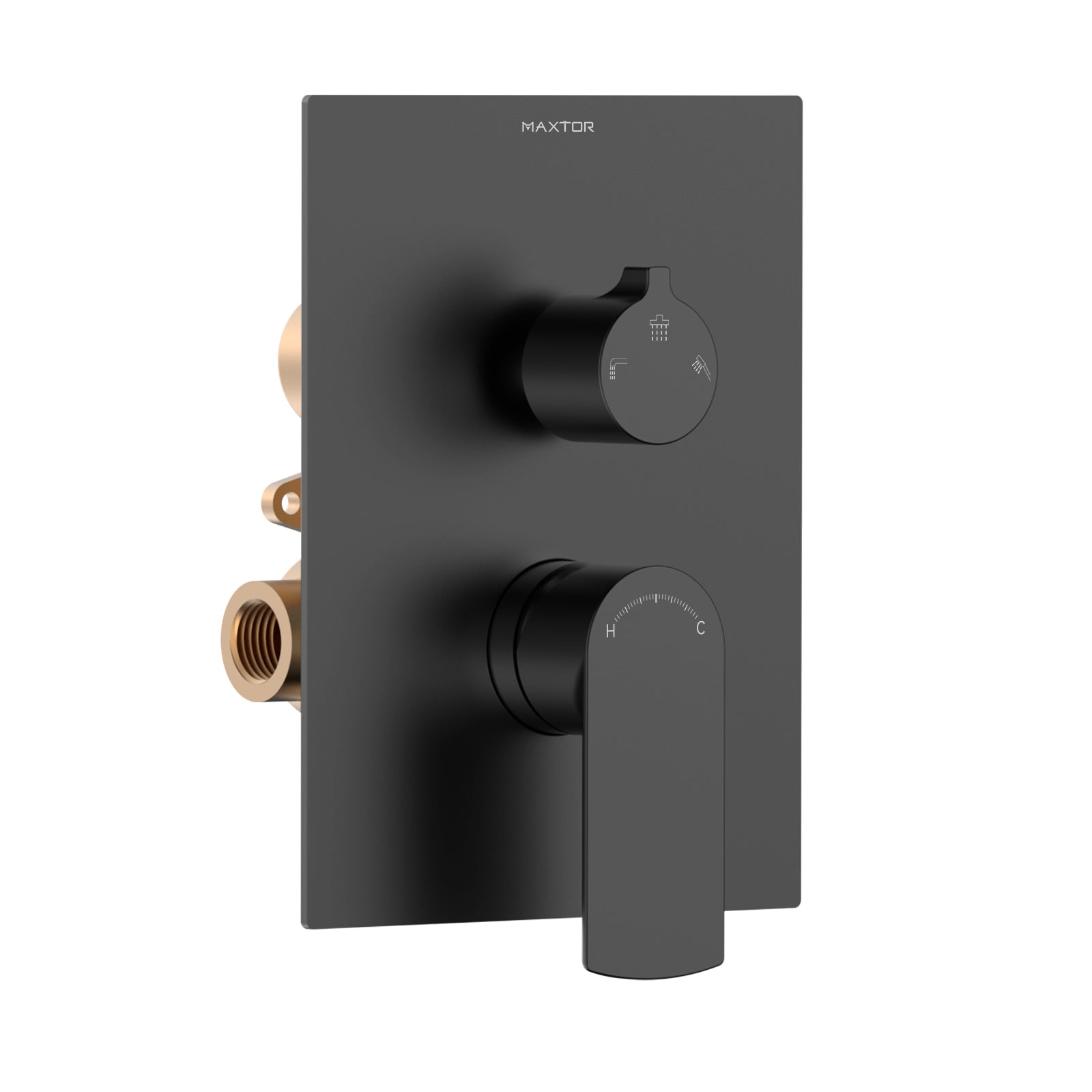 Solid Brass 3-Way Wall Concealed Shower Valve with Diverter and Trim Plate-MT603003 Matte Black