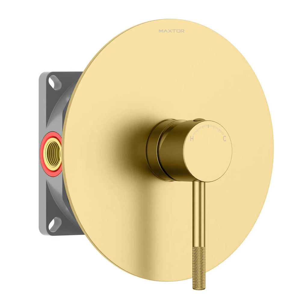 Circular 1 Way Wall Concealed Shower Valve – Solid Brass with Trim Plate – MT611004 Brushed Gold