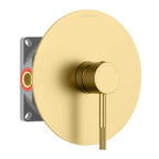Circular 1 Way Wall Concealed Shower Valve – Solid Brass with Trim Plate – MT611004 Brushed Gold