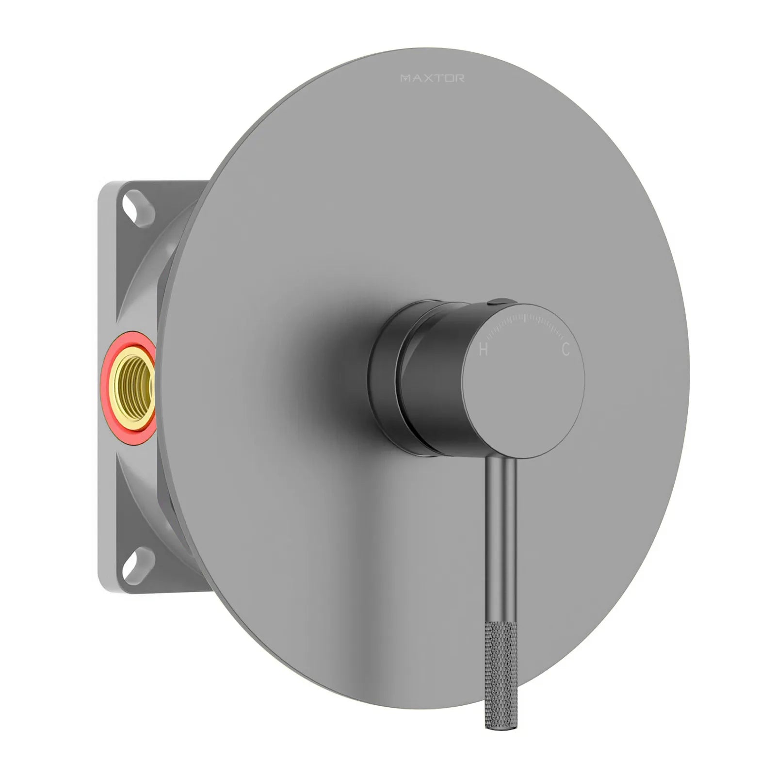 Circular 1 Way Wall Concealed Shower Valve – Solid Brass with Trim Plate – MT611004 Brushed Gun Metal
