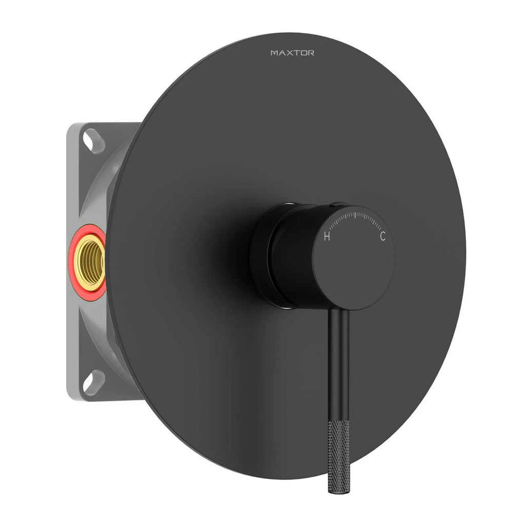 Circular 1 Way Wall Concealed Shower Valve – Solid Brass with Trim Plate – MT611004 Matte Black
