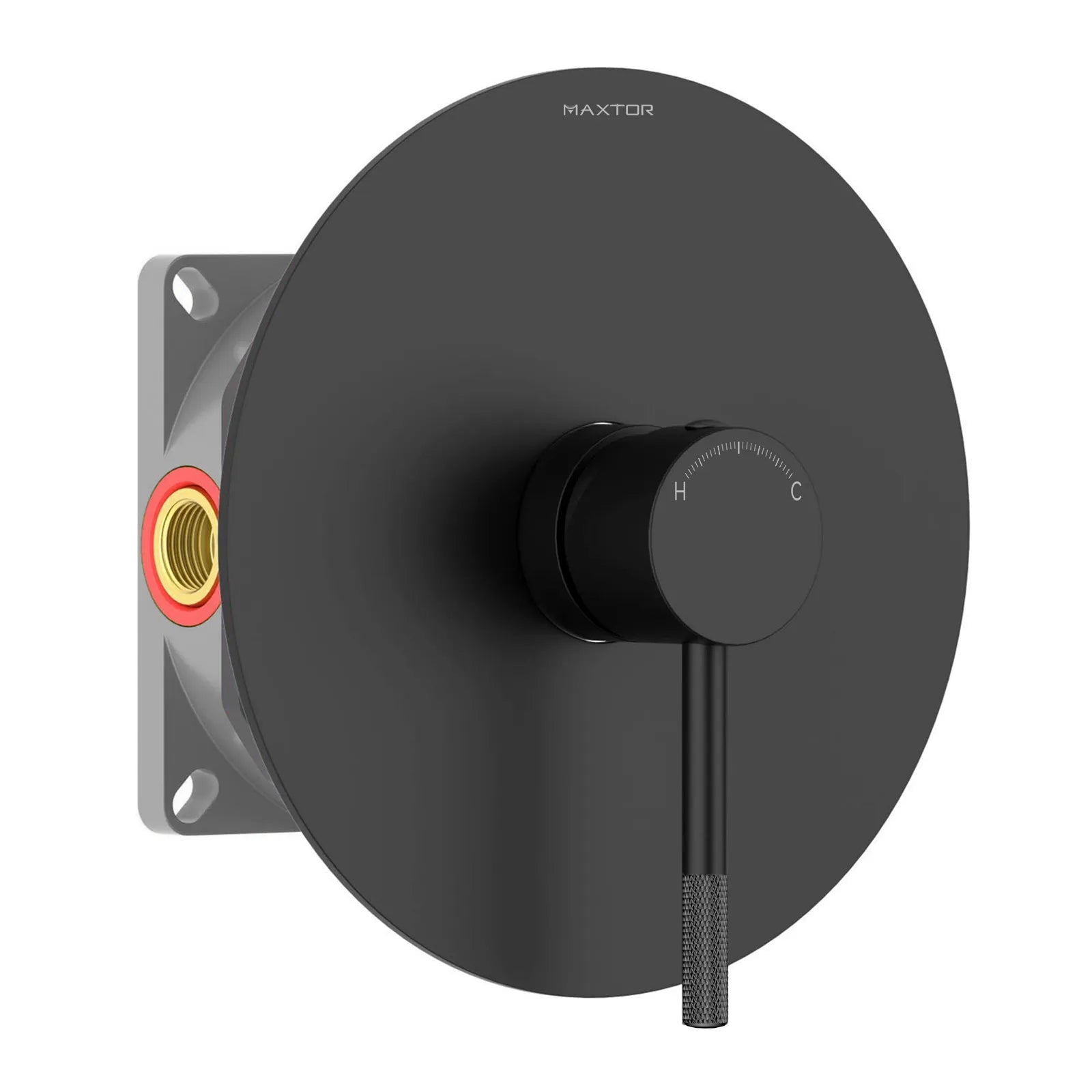 Circular 1 Way Wall Concealed Shower Valve – Solid Brass with Trim Plate – MT611004 Matte Black