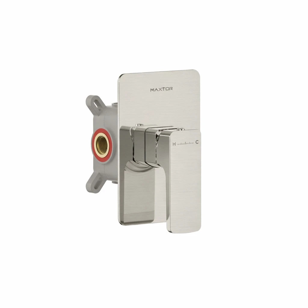 Square Concealed Shower Valve with Easy Plumbing Box – Single Handle Mixer Valve – MT611007 Brushed Nickel