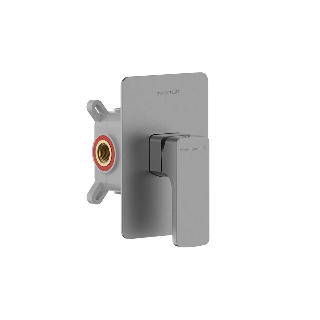 Square Concealed Shower Valve with Easy Plumbing Box – Single Handle Mixer Valve – MT611007 Brushed Gun Metal
