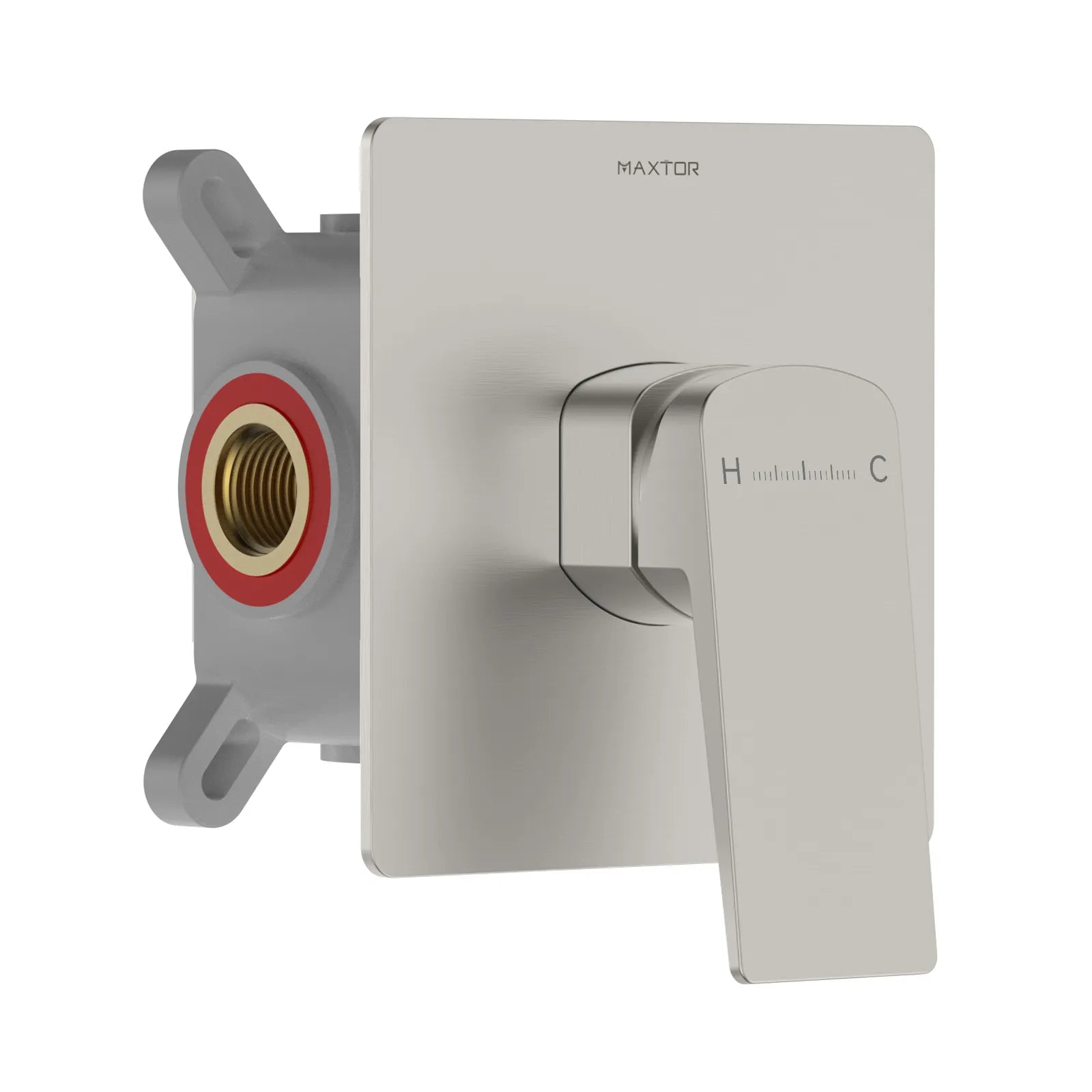 MAXTOR 1-Way Wall Concealed Shower Valve with Rough-In Box & 120mm Trim Plate-MT611065 Brushed Nickel