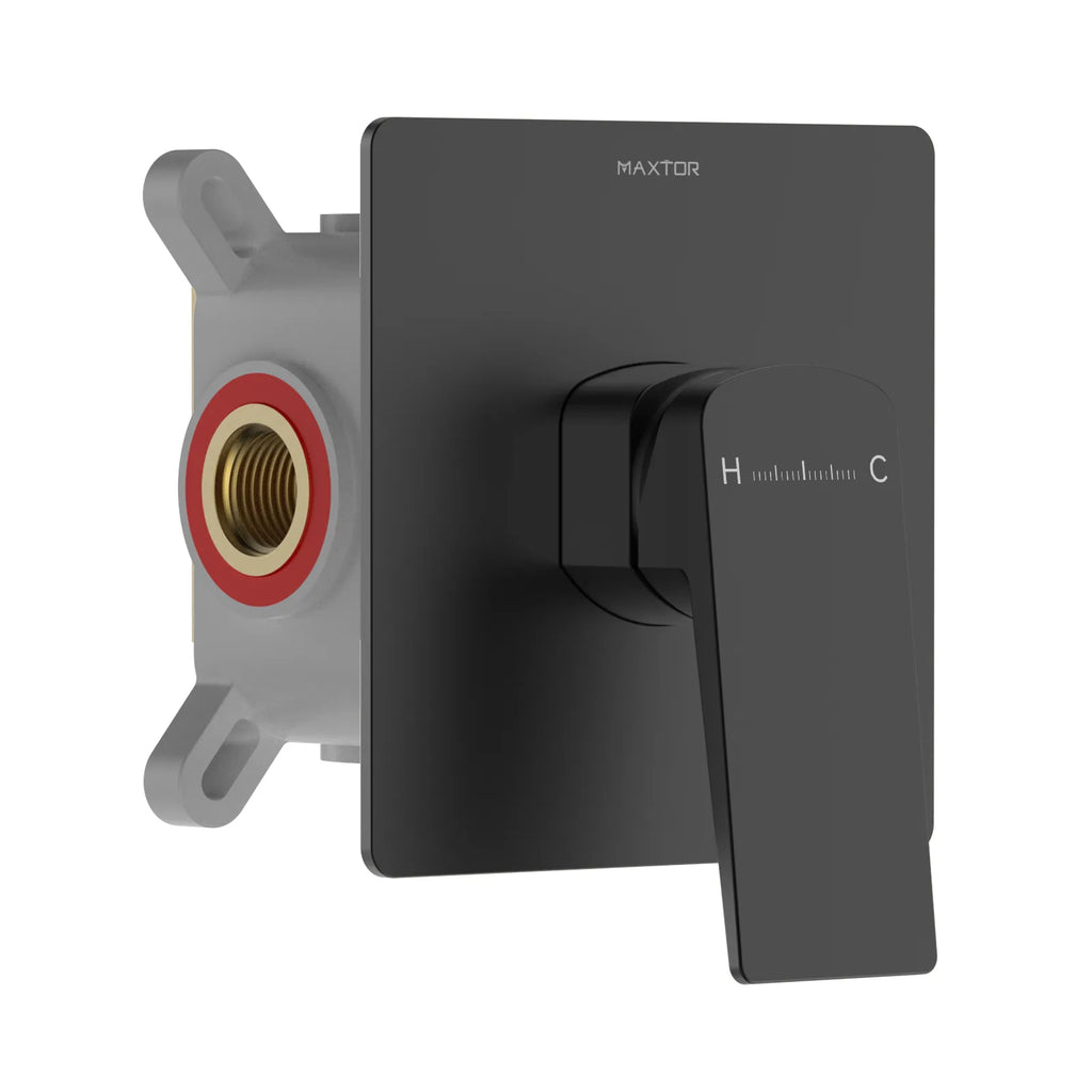 MAXTOR 1-Way Wall Concealed Shower Valve with Rough-In Box & 120mm Trim Plate-MT611065 Matte Black