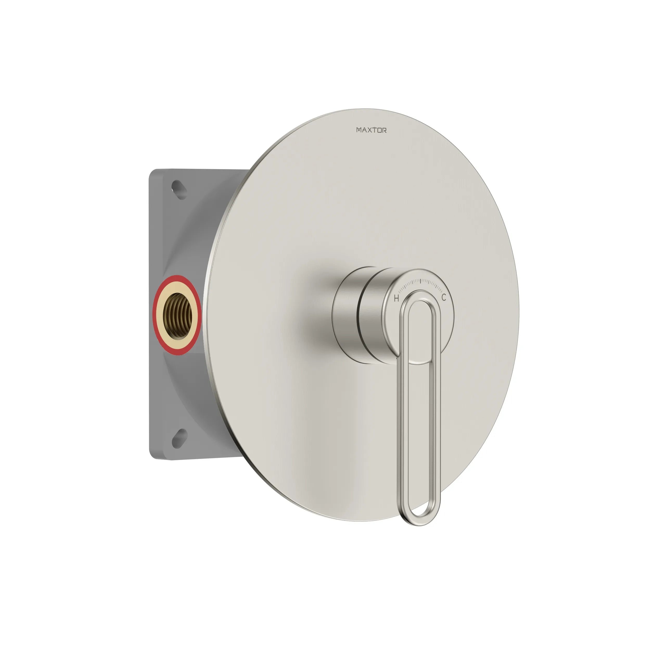 1-Way Wall Concealed Shower Valve with Round Trim Plate & Box – MT611069 Brushed Nickel