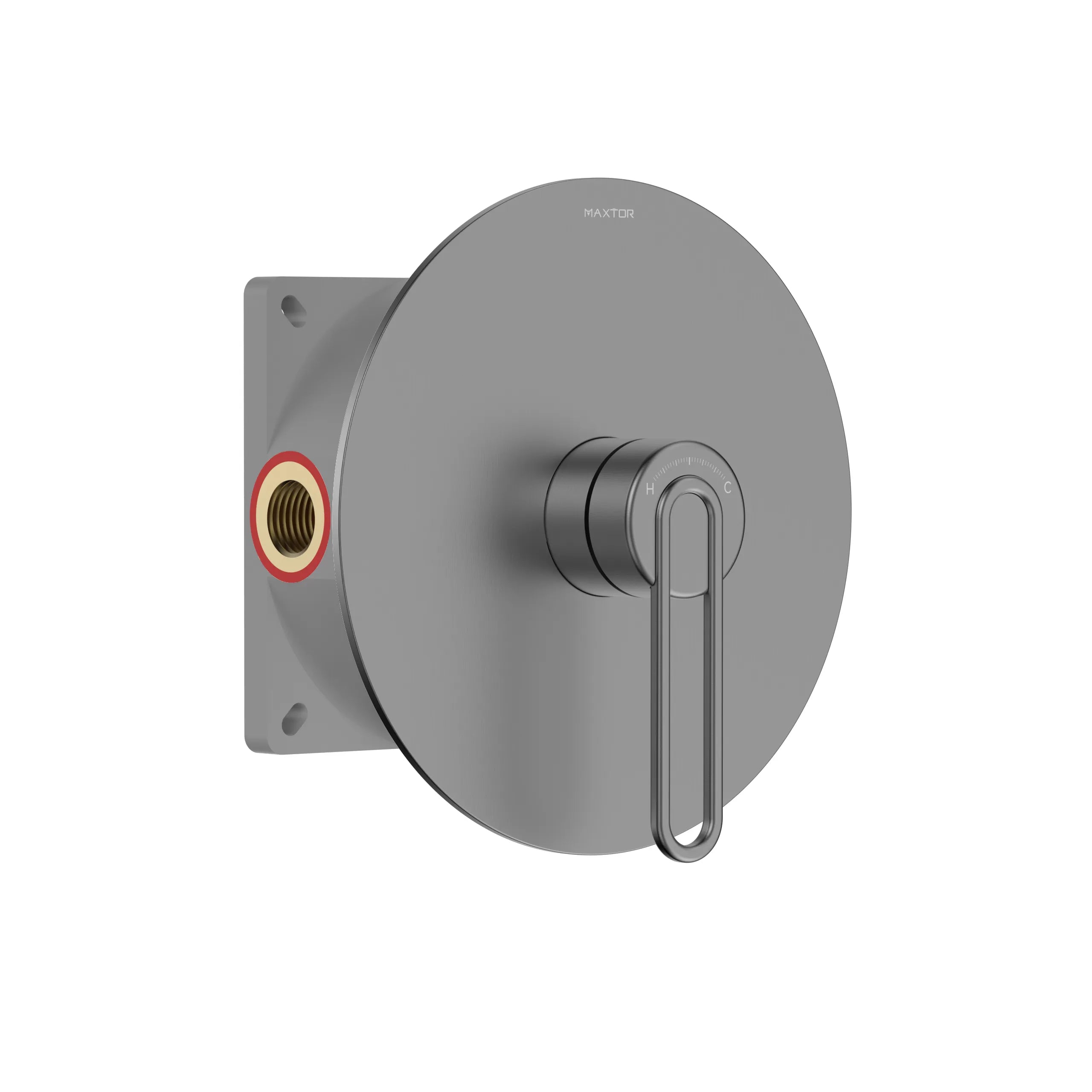 1-Way Wall Concealed Shower Valve with Round Trim Plate & Box – MT611069 Brushed Gun Metal