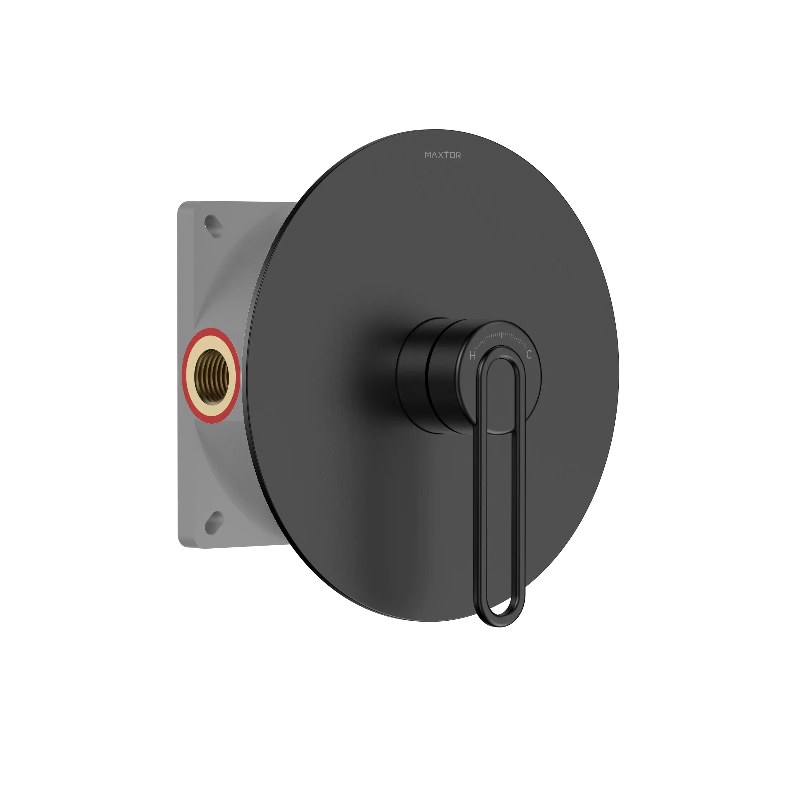 1-Way Wall Concealed Shower Valve with Round Trim Plate & Box – MT611069 Matte Black