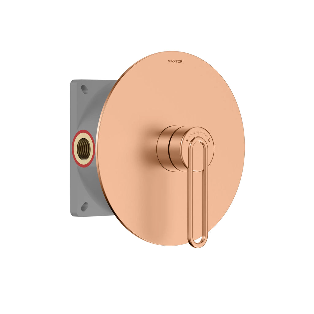 1-Way Wall Concealed Shower Valve with Round Trim Plate & Box – MT611069 Rose Gold