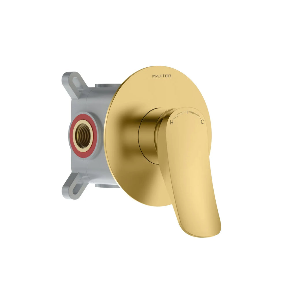 1 Way Shower Rough-In Valve with Easy Plumbing Box – Concealed Mixer Trim Set – MT611076 Brushed Gold