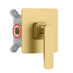 1-Way Wall Concealed Brass Shower Valve with Protection Box-MT601101 Brushed Gold