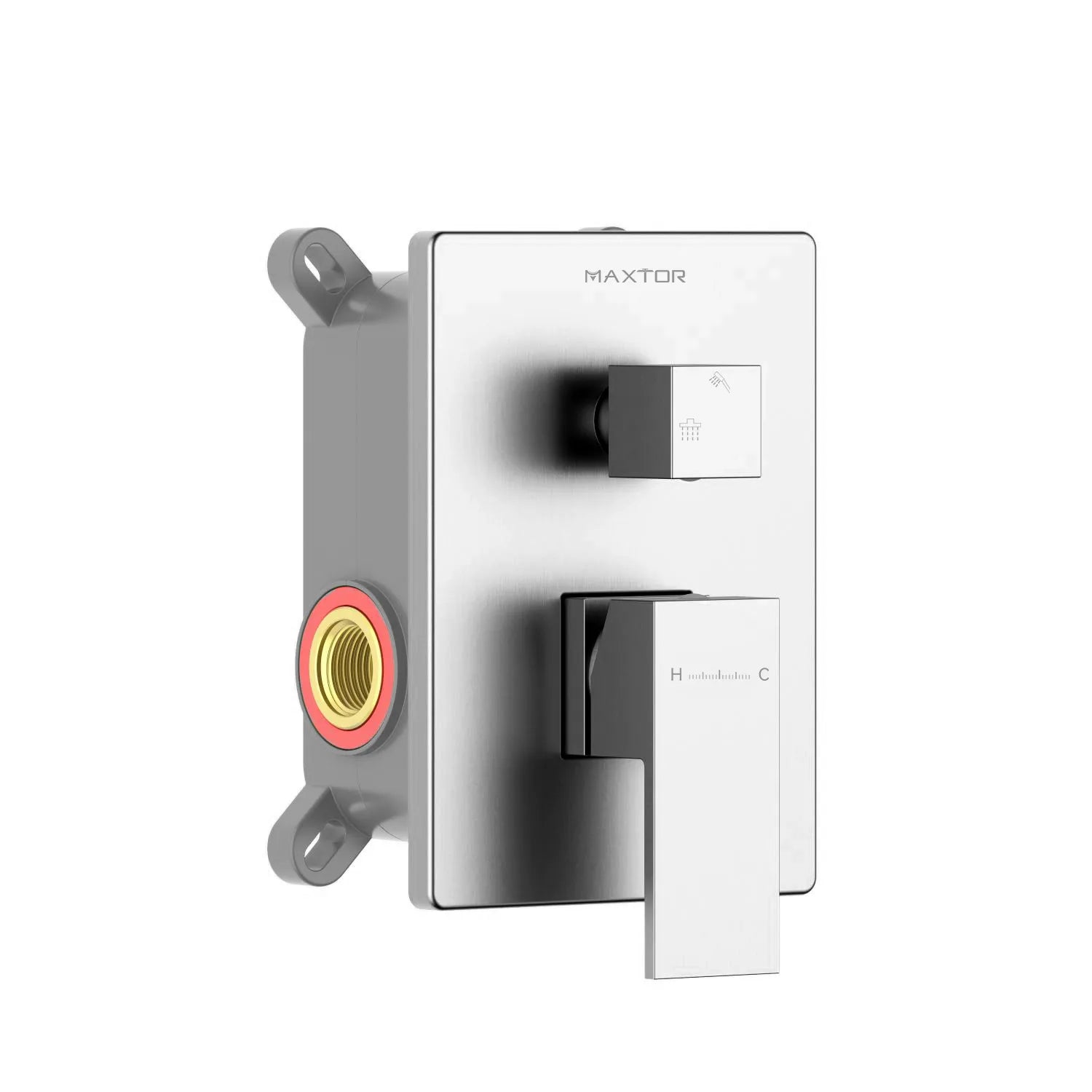 Square 2 Way Wall Concealed Shower Mixer Valve with Box MT612000 Brushed Nickel