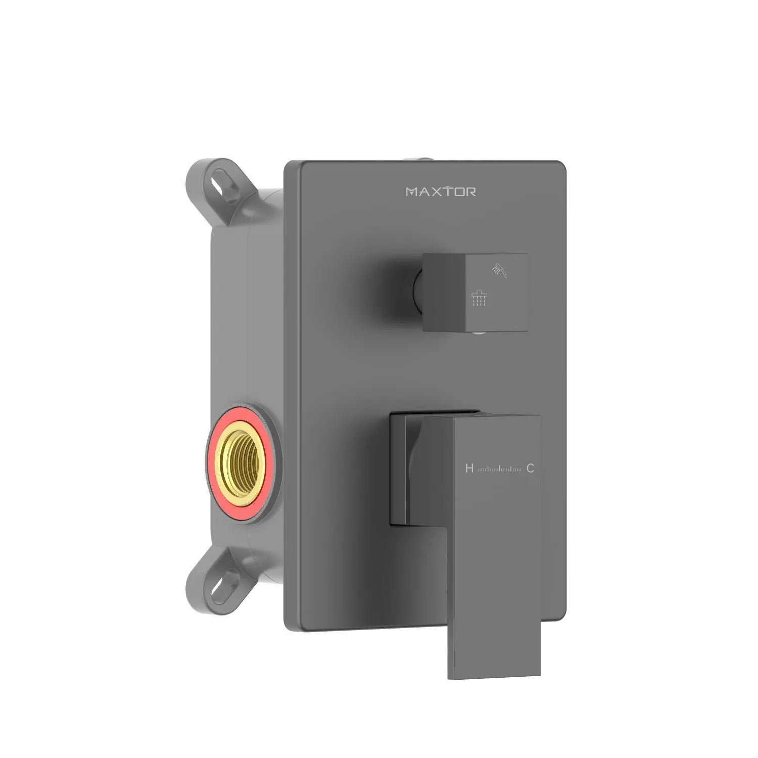 Square 2 Way Wall Concealed Shower Mixer Valve with Box MT612000 Brushed Gun Metal