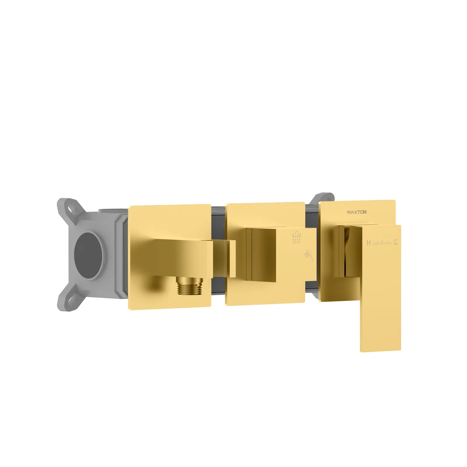 Square Horizontal 2 way concealed shower valve with trim kit MT612000 Brushed Gold