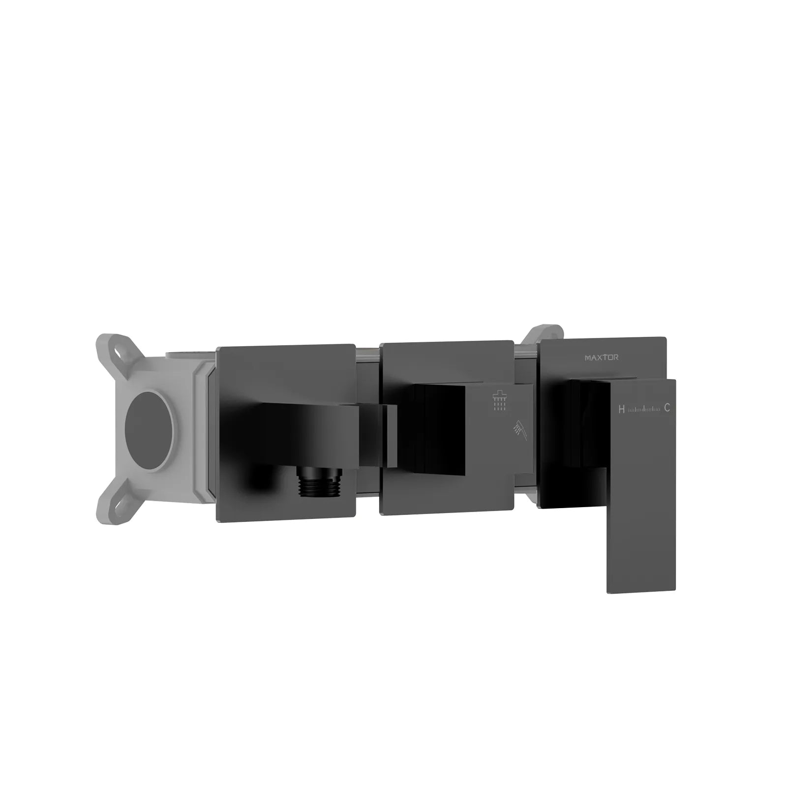 Square Horizontal 2 way concealed shower valve with trim kit MT612000 Matte Black