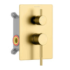 Circular 2 Way Wall Concealed Shower Valve with Trim Plate Solid Brass-MT612004 Brushed Gold