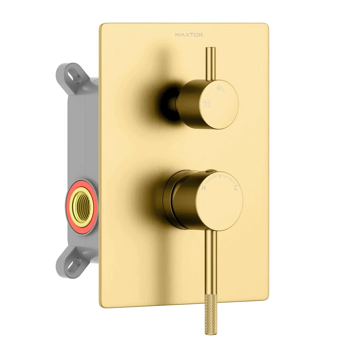 Circular 2 Way Wall Concealed Shower Valve with Trim Plate Solid Brass-MT612004 Brushed Gold