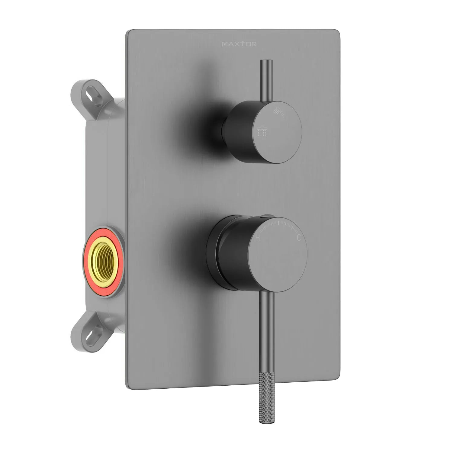 Circular 2 Way Wall Concealed Shower Valve with Trim Plate Solid Brass-MT612004 Brushed Gun Metal