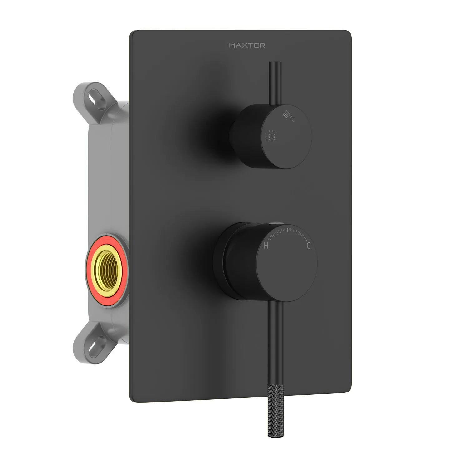 Circular 2 Way Wall Concealed Shower Valve with Trim Plate Solid Brass-MT612004 Matte Black