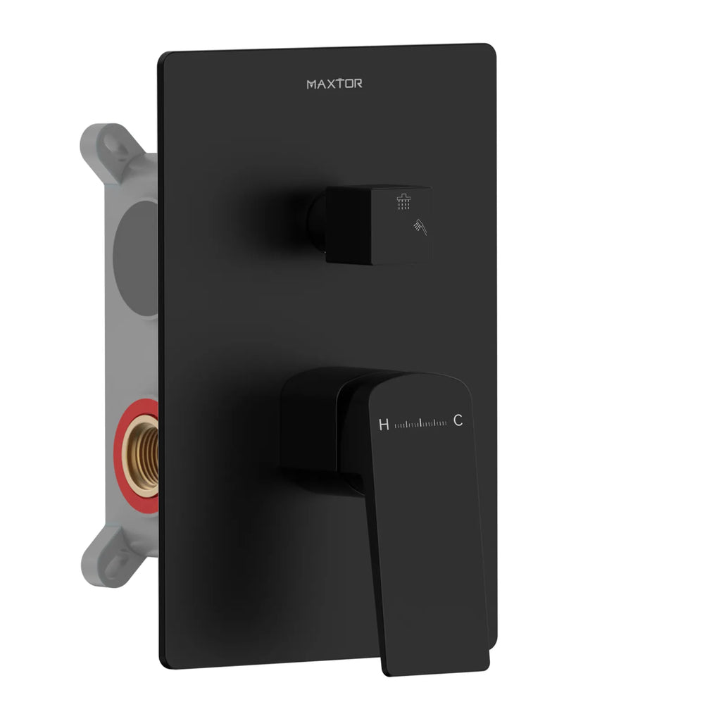 MAXTOR 2-Way Wall Concealed Shower Mixer Valve with Box & 200x150mm Trim Plate-MT602065 Matte Black