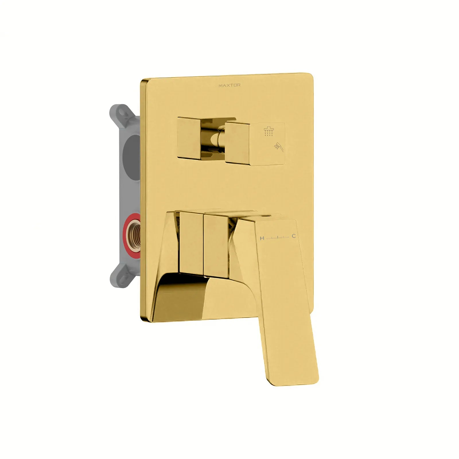 Aurora Square 2-Way Wall Concealed Pressure Balance shower roughing-in Valve with Box MT612068 Brushed Gold