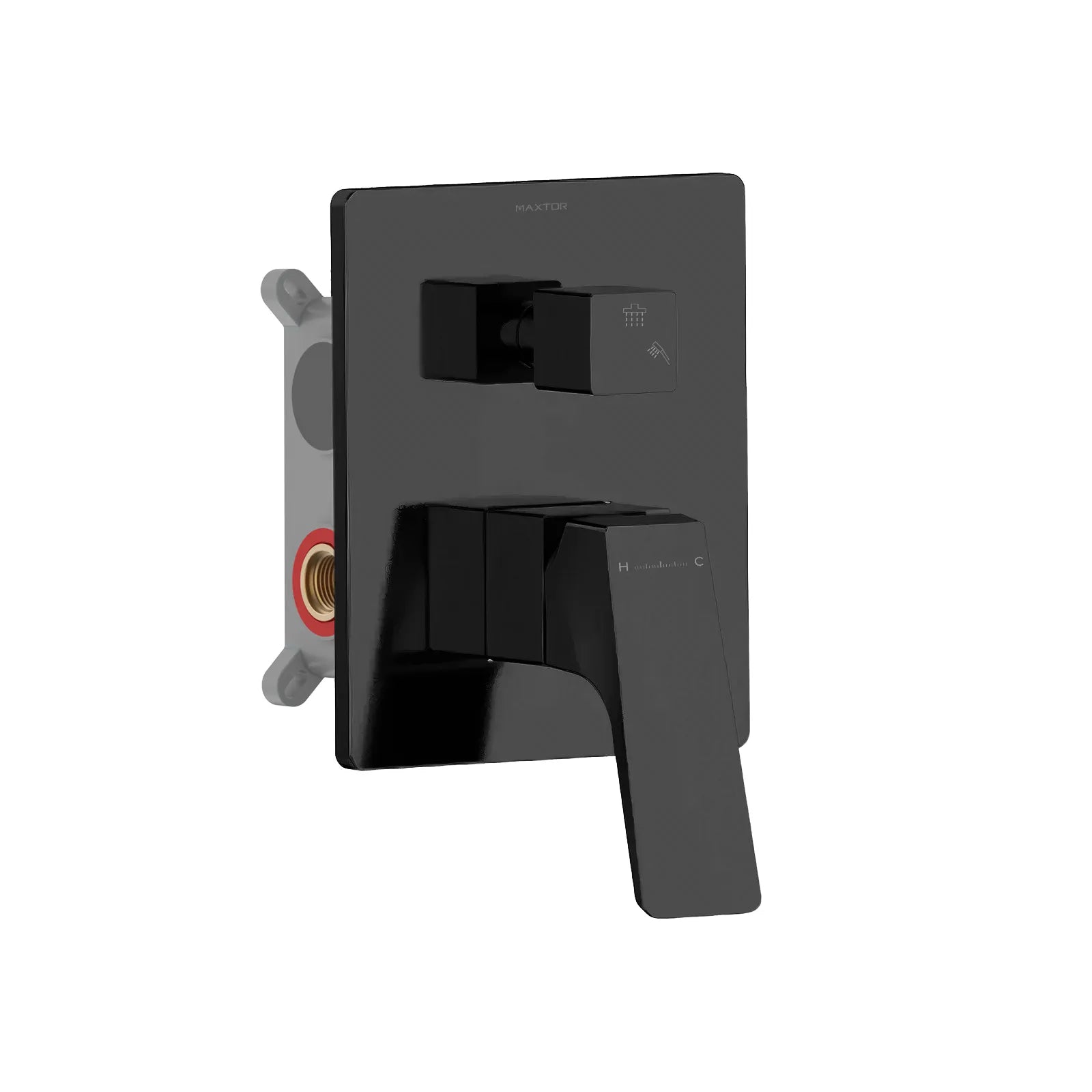 Aurora Square 2-Way Wall Concealed Pressure Balance shower roughing-in Valve with Box MT612068 Matte Black