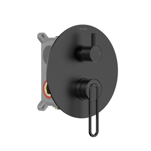2-Way Concealed Shower Mixer Valve with Box & Round Trim Plate – MT612069 Matte Black